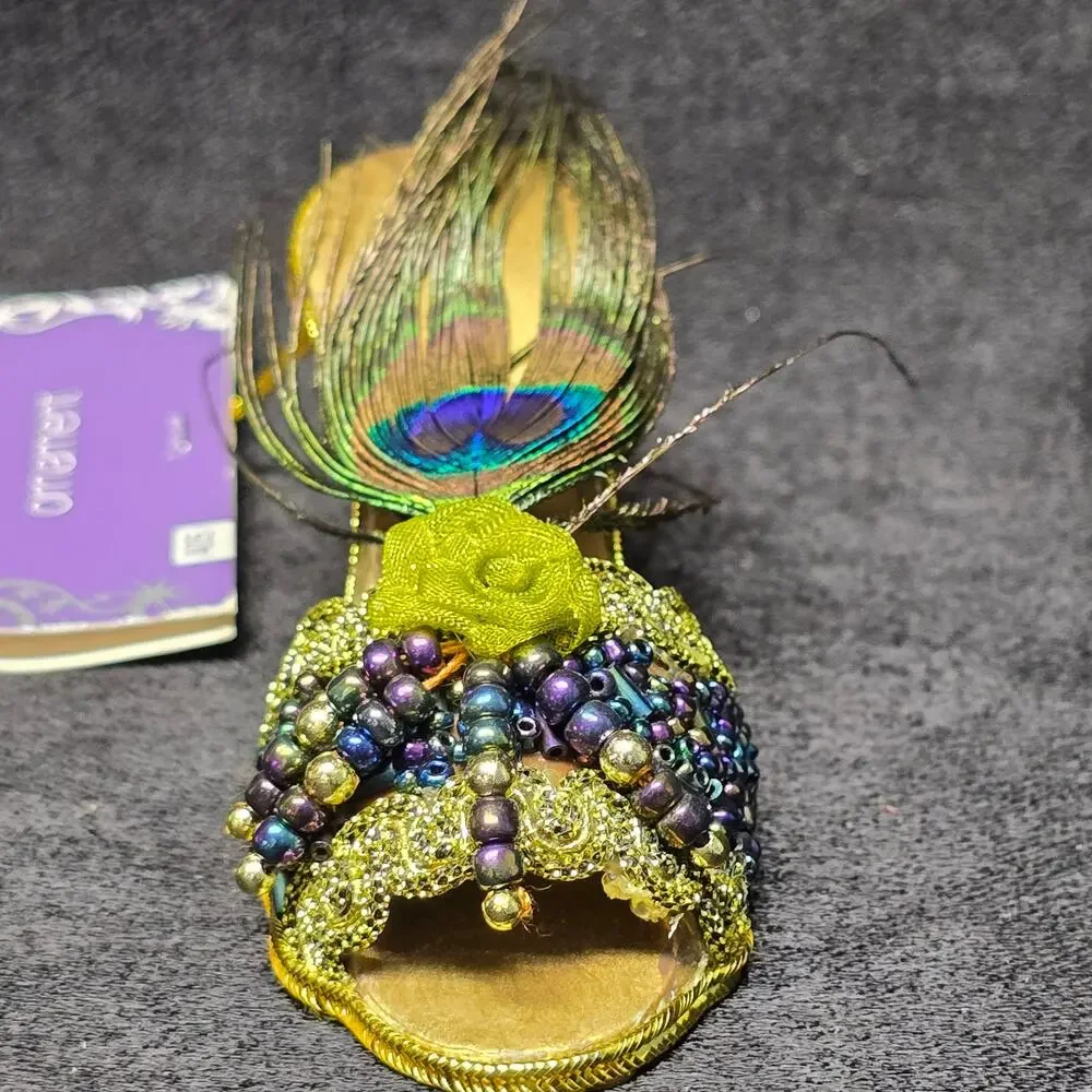 Target Home Holiday Couture Peacock Feather High Beaded Heel Christmas Ornament